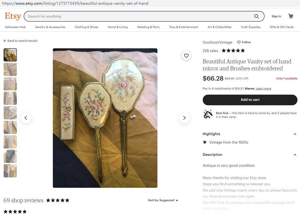 Antique Brush and Mirror Sets Identification and Value Guide