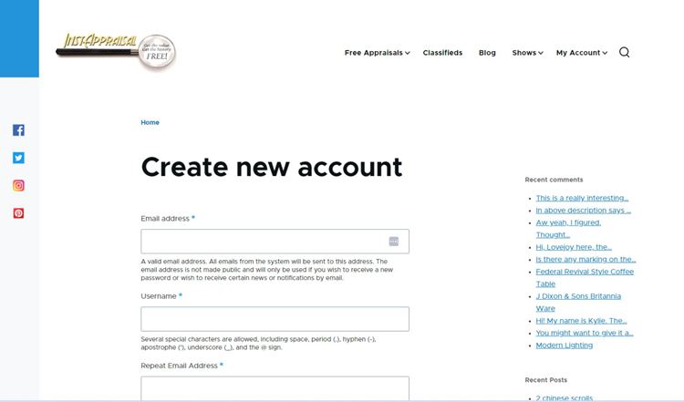 Create a free account by selecting “My Account.”