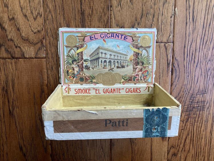 EL GIGANTE California Wood Cigar Box & Label - NR