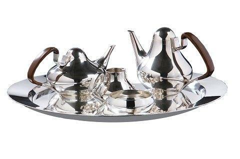 Georg Jensen Sterling Silver Henning Koppel Tea and Coffee Set with Tray No 1017