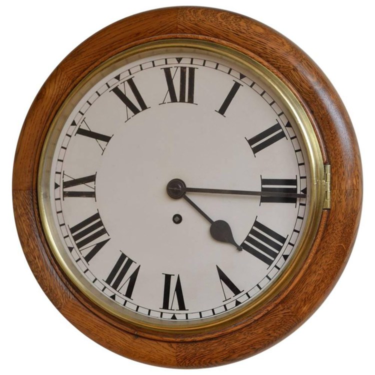 Late Victorian Oak 12 Fusee Wall Clock