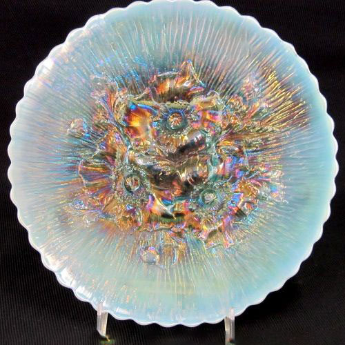 Northwood Poppy Show Plate in Aqua Opal