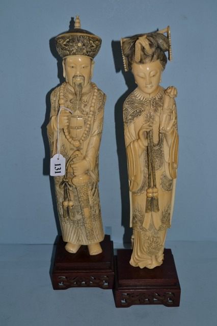 Pair of Chinese Ivory Figurines 