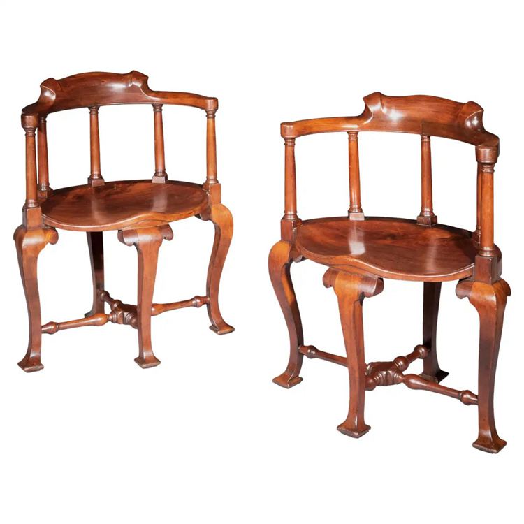 Pair of Georgian Walnut Windsor Armchairs, Circa 1740 - 50