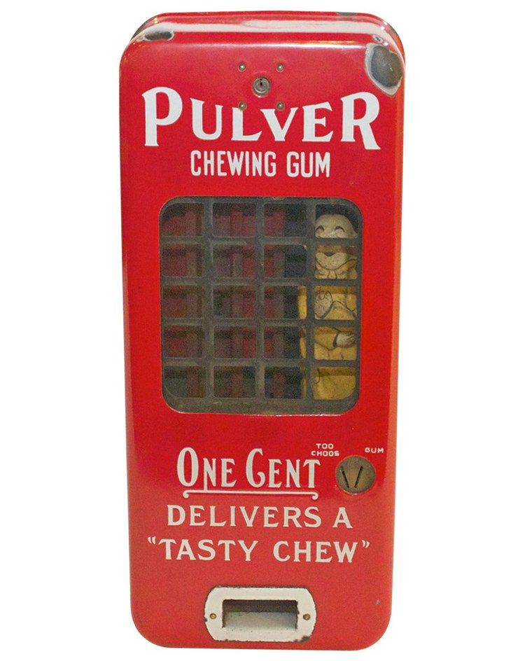 Pulver Wind Up One Cent Chewing Gum Dispenser Vending Machine
