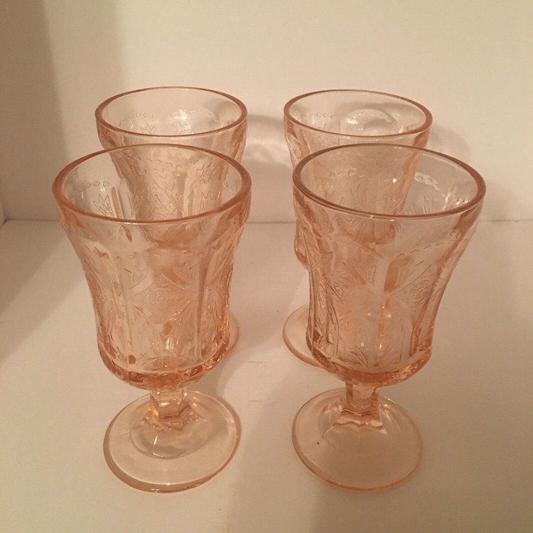 Set of 4 Vintage Indiana Glass Federal 6 12 Madrid Pink Depression Water Glass