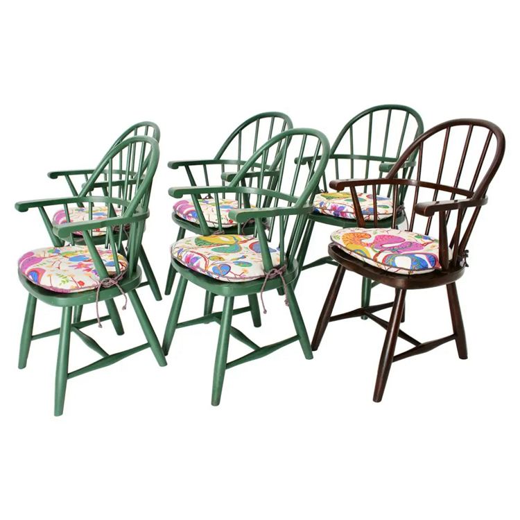 Set of 6 Art Deco Era Vintage Windsor Chairs, Circa 1925