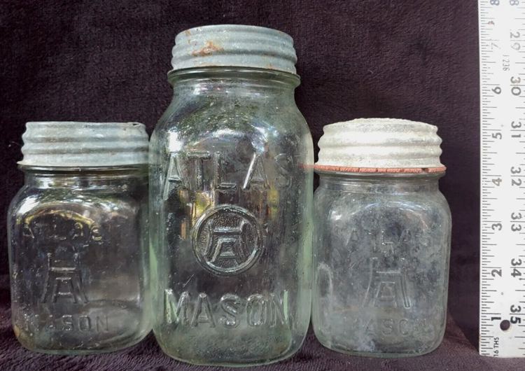 Three Rare Embossed Atlas Mason Jars