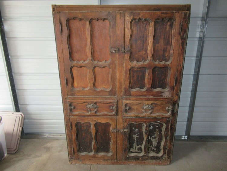 Unique Antique Rare Pine Square Nailed Primitive Pie Safe Cabinet Cupboard Hutch. - Price: $3500