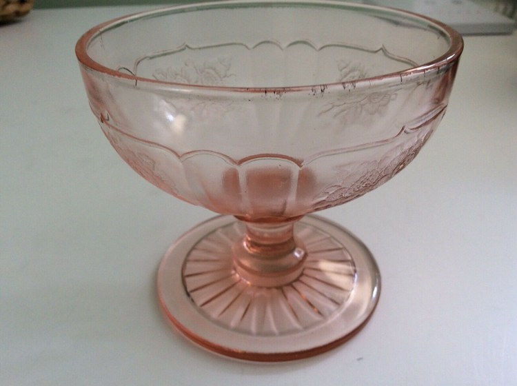 Vintage Hocking Pink Depression Glass Low Sherbet Mayfair aka Open Rose Pattern
