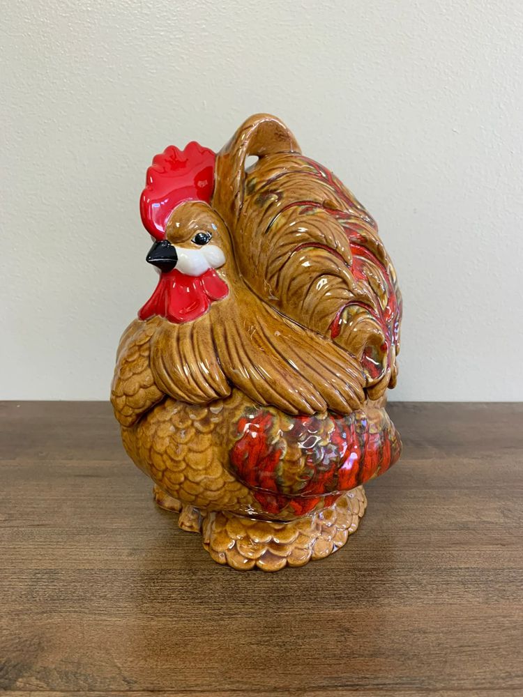 Vintage Rooster Cookie Jar, Ceramic Cookie Jar, Farmhouse Decor