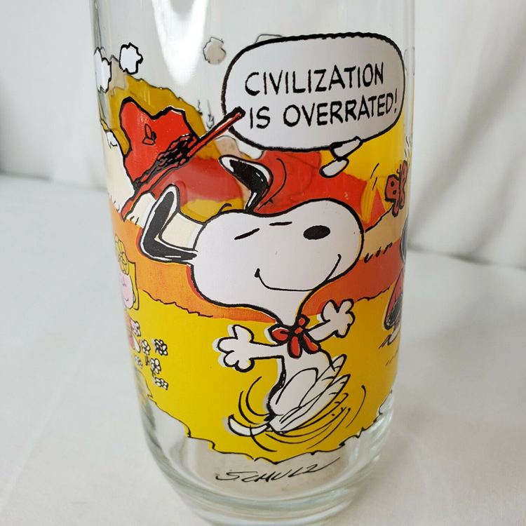 Vintage Snoopy Glass Civilization Is Overrated McDonalds Collection Peanuts Gang