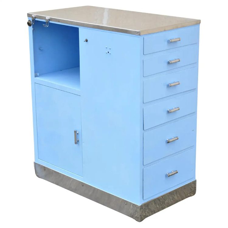 Vintage Steel Meal Blue Dental Cabinet