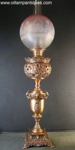 Antique Florentine Copper Banquet Lamp