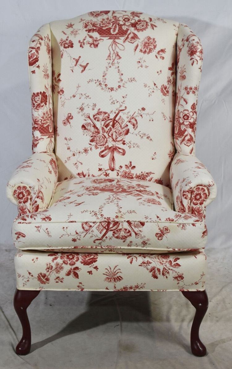 Antique Queen Anne Mahogany Wing Chair