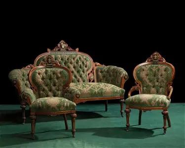 American Late Victorian Renaissance Revival Parlor Sofa & Chair set