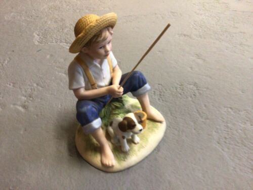Homco “Boy and Dog Fishing” Denim Days Figurine