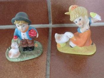 Homco “Boy and Girl Eating Ice Cream” Denim Days Figurine Set