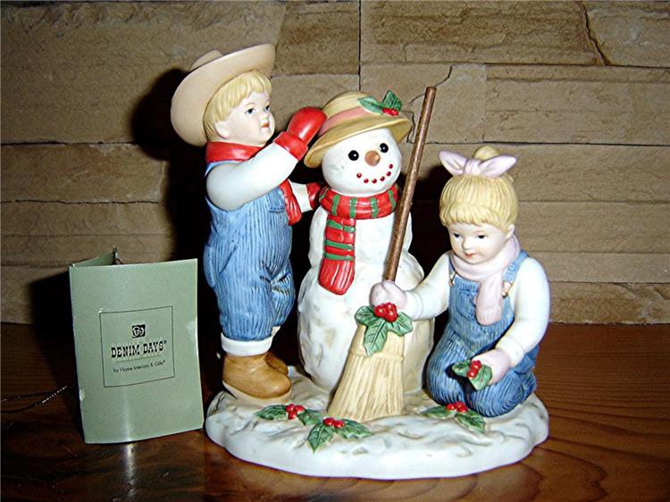 Homco “Holiday Time Snowman” Denim Days Figurine #56072