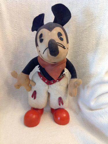 Rare 1930s Knickerbocker Cowboy Mickey Mouse Stuffed Doll