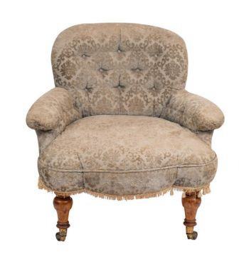 Victorian Mahogany and Button Upholstered Armchair