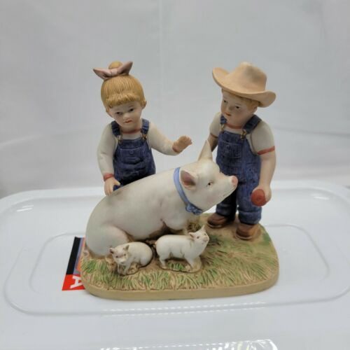 Vintage Homco “Prize Pig” Denim Days Figurine #8813