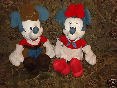 Vintage Mickey & Minnie Cowboy Plush Toys