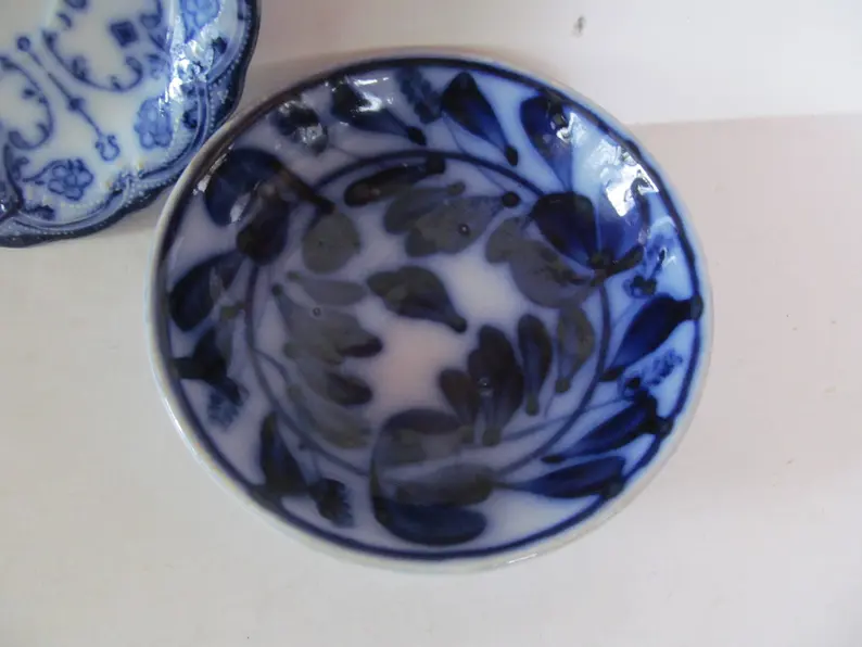 Flow Blue Brush Stroke Hops Antique Flow Blue Bowl Spinach on Etsy