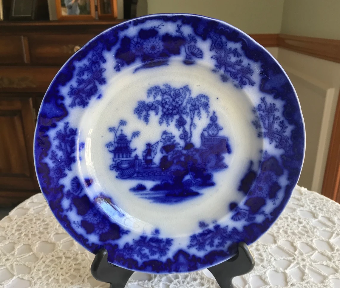 Flow Blue Plate Scinde 9 Scalloped John & George Alcock on Etsy